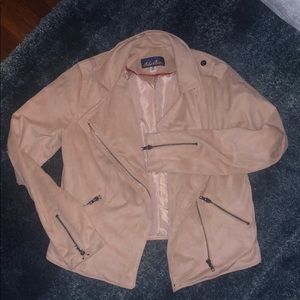 Pink/Cream Suede Moto Jacket